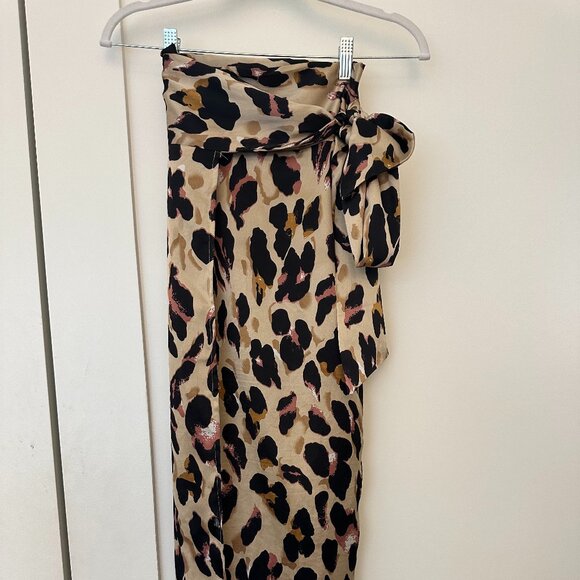 Never Fully Dressed Brown Leopard Jaspre Wrap Skirt - S - Picture 8 of 10